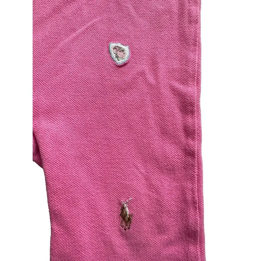 Ralph Lauren Babies 9M Pink and Logo Long Sleeve Button Up Neck One Piece